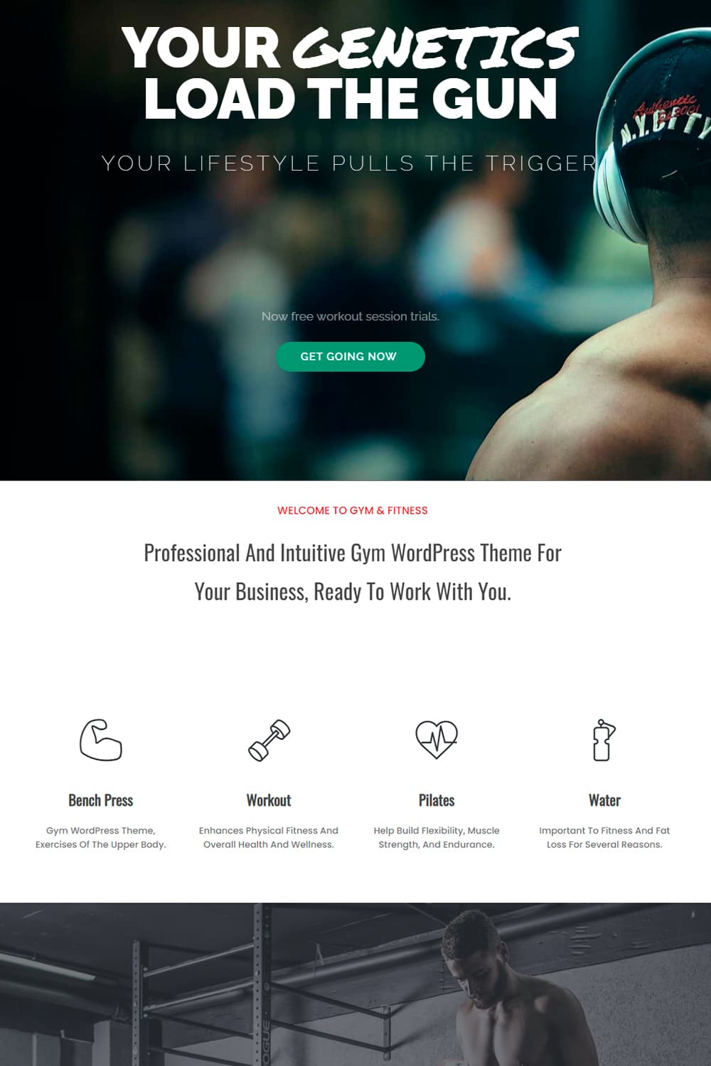 Gym WordPress Theme - Fitness health site builder template nutrition supplements