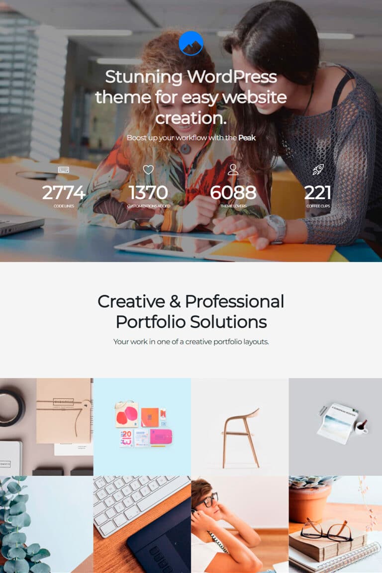 Peak WordPress Theme Royal Portfolio Template - Visualmodo