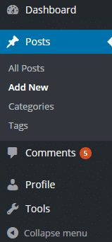 Posts add new WordPress dashboard 
