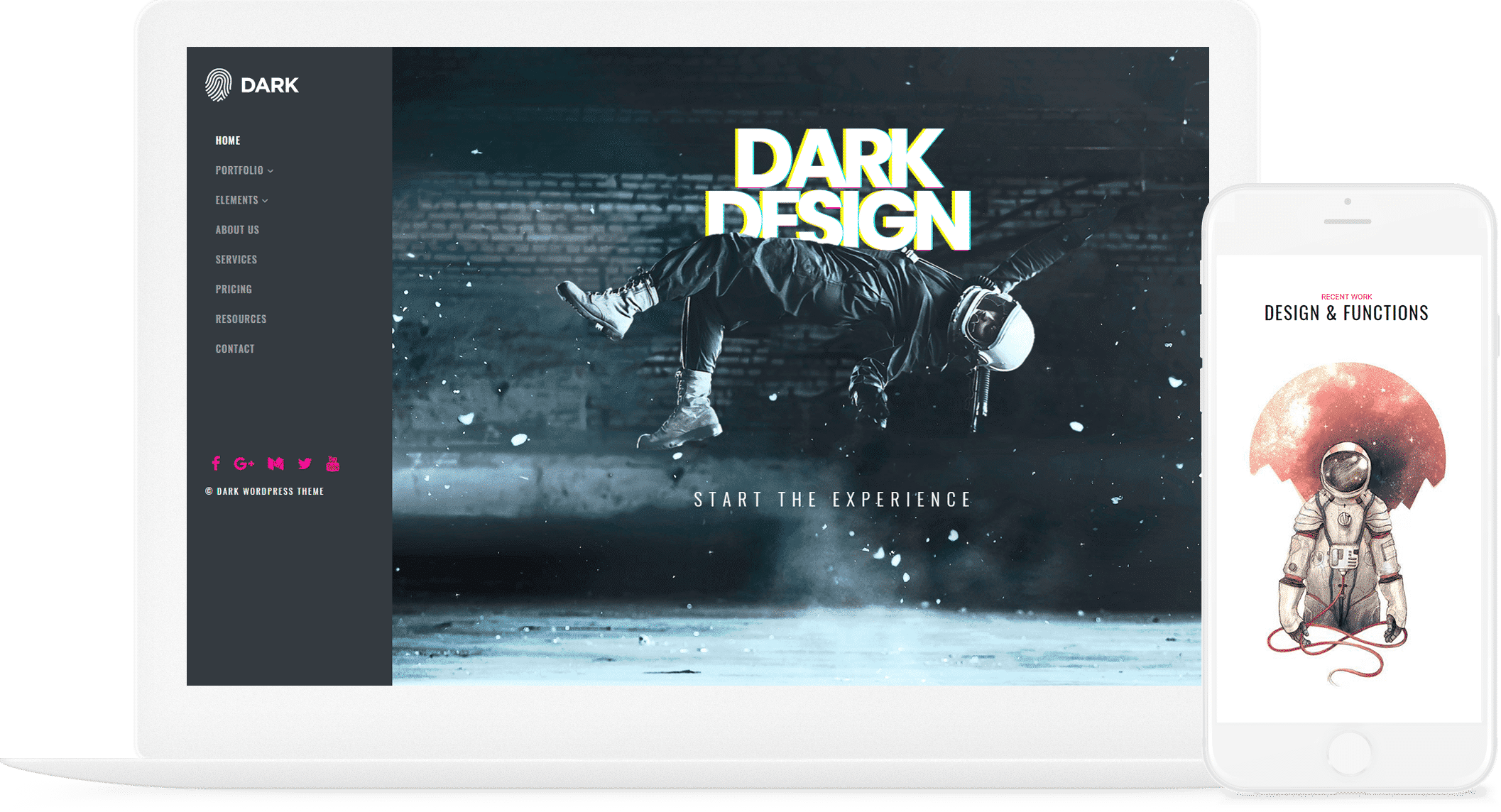 Dark WordPress Theme - Live Website Builder