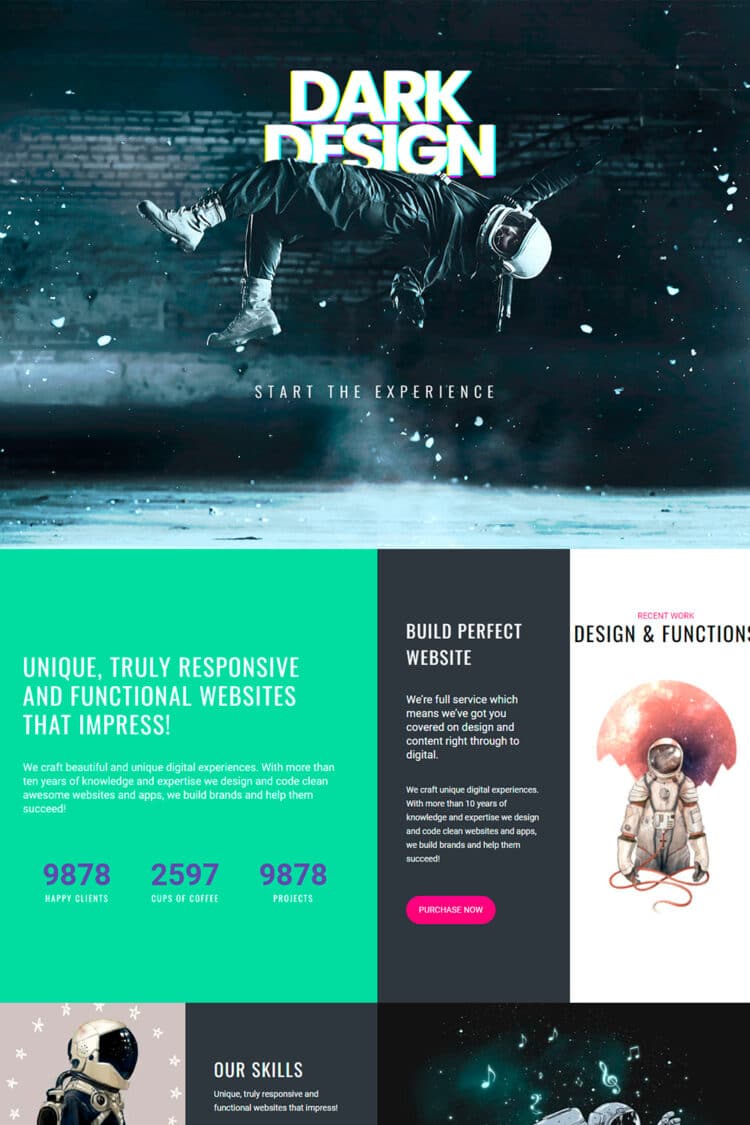Dark WordPress Theme - Live Website Builder by Visualmodo