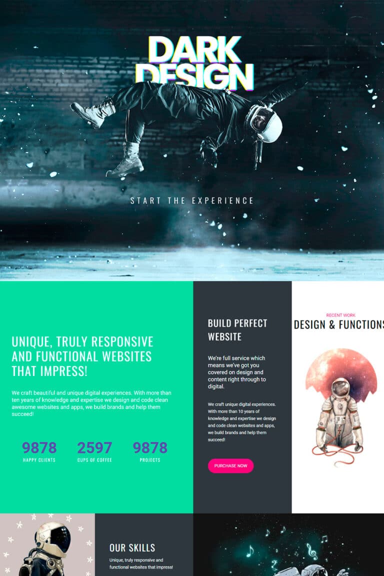 Dark WordPress Theme - Live Website Builder by Visualmodo