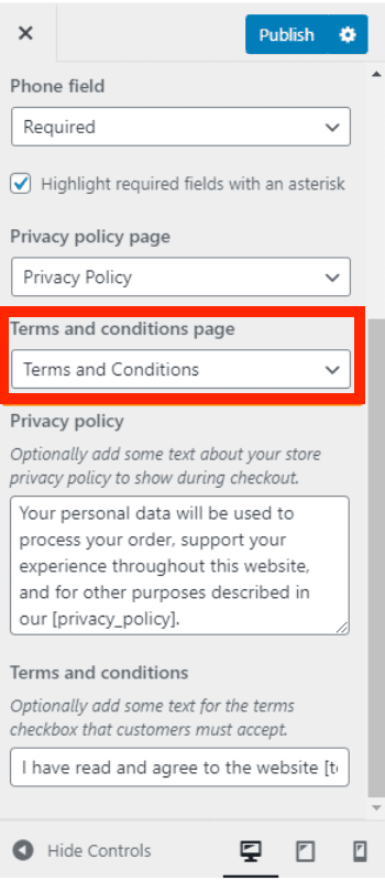dd Terms and Conditions Checkbox