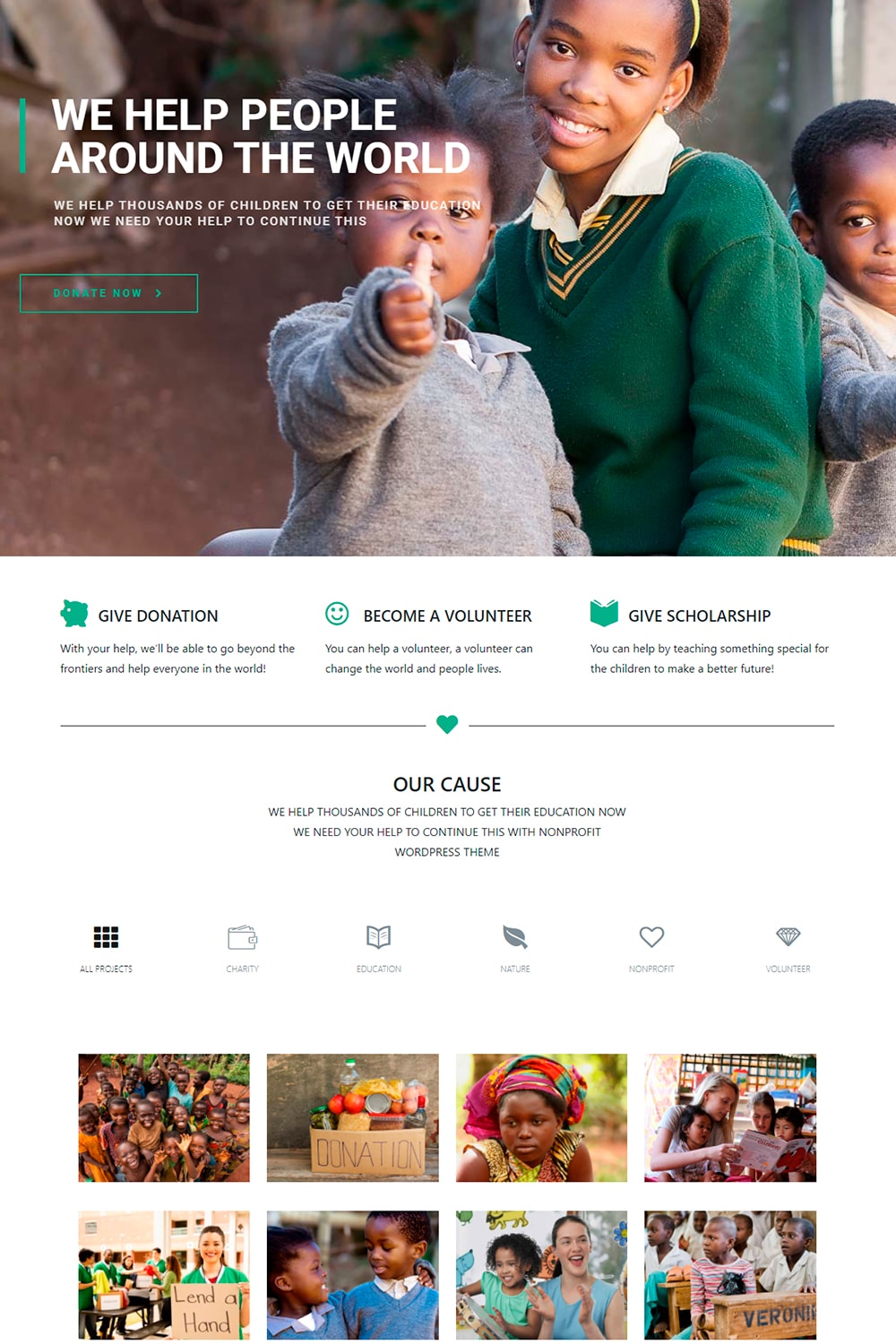 Nonprofit WordPress Theme site builder template ong org