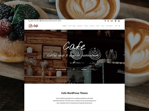 Cafe WordPress Theme – Responsive Coffee Shop Site Builder