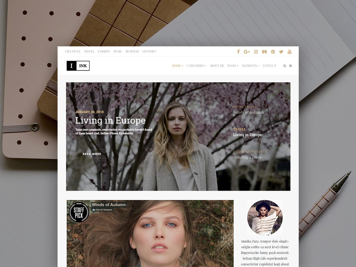 Ink WordPress Theme - Blog Responsive Template