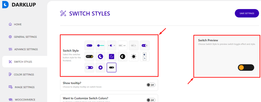 Switch Styles for customizing