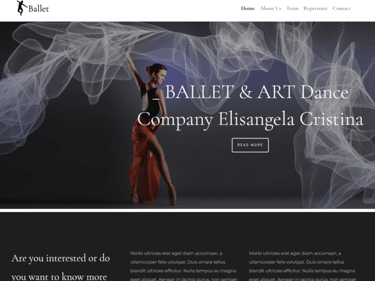 Ballet-Anzu theme Borderless plugin WordPress pre-built website template