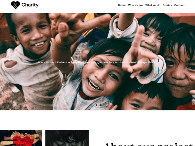 Charity-Anzu theme Borderless plugin WordPress pre-built website template