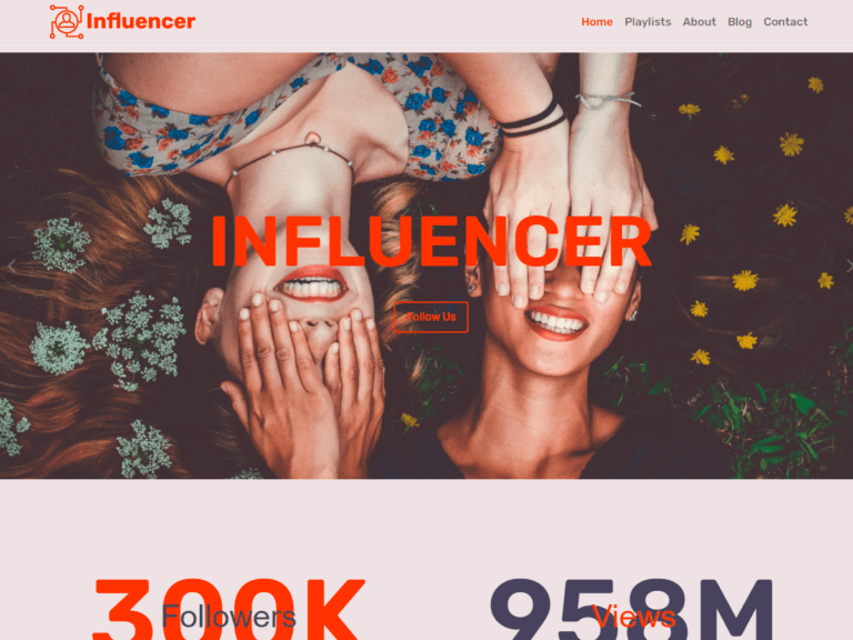 Influencer-Anzu theme Borderless plugin WordPress pre-built website template