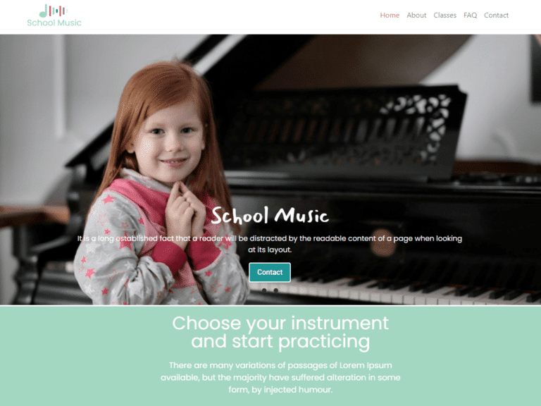 Music-school-Anzu theme Borderless plugin WordPress pre-built website template