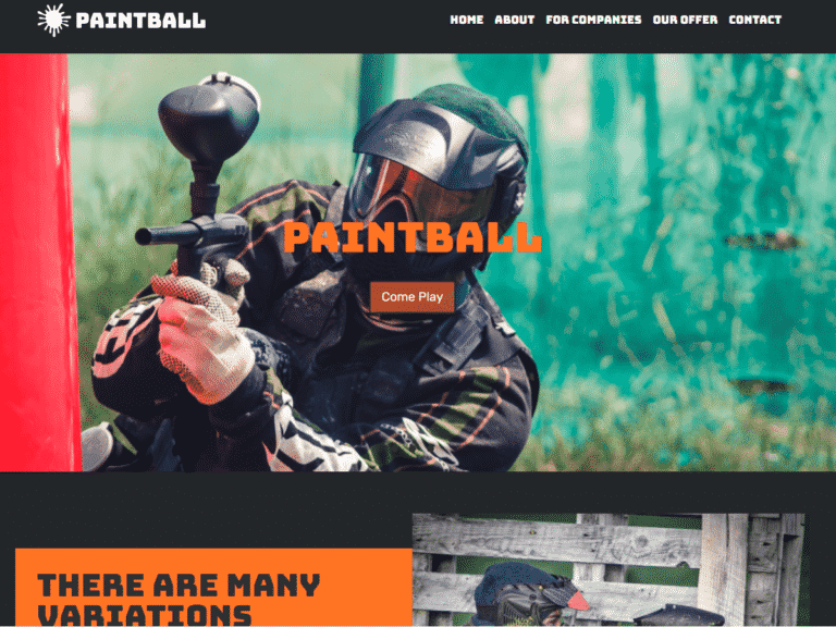 Paintball-Anzu theme Borderless plugin WordPress pre-built website template