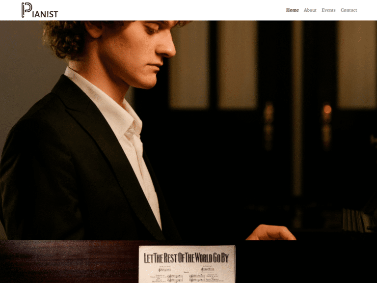 Pianist-Anzu theme Borderless plugin WordPress pre-built website template