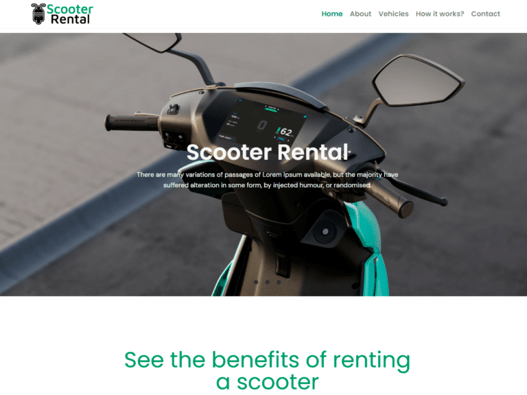 Scooter-rental-Anzu theme Borderless plugin WordPress pre-built website template