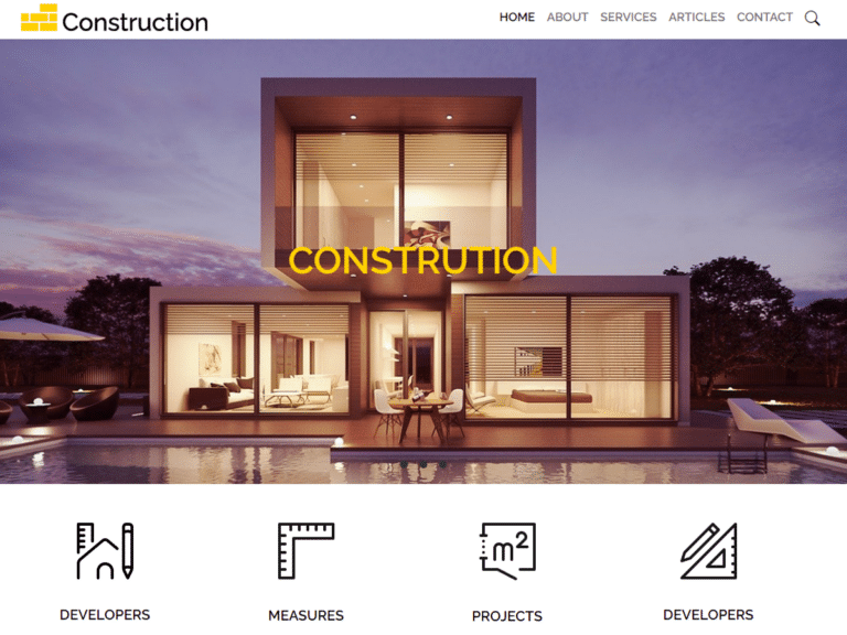 Construction-Anzu theme Borderless plugin WordPress pre-built website template