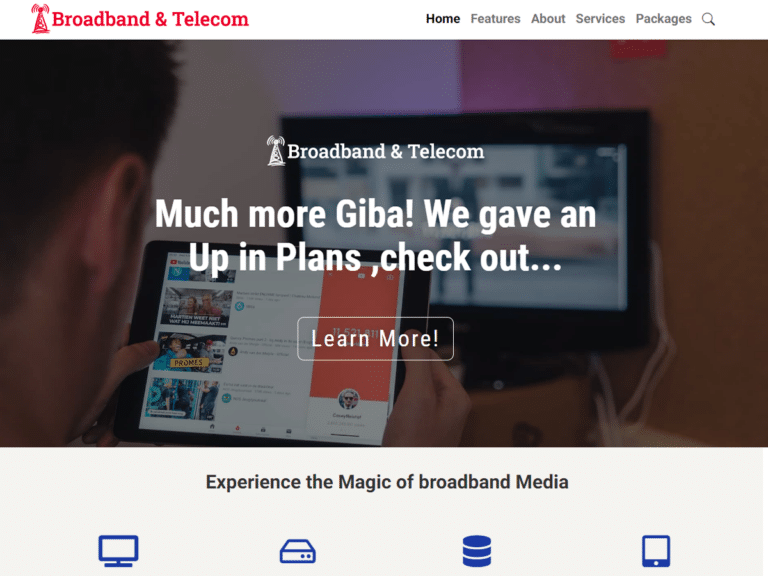 Broadband -Telecom-Anzu theme Borderless plugin WordPress pre-built website template
