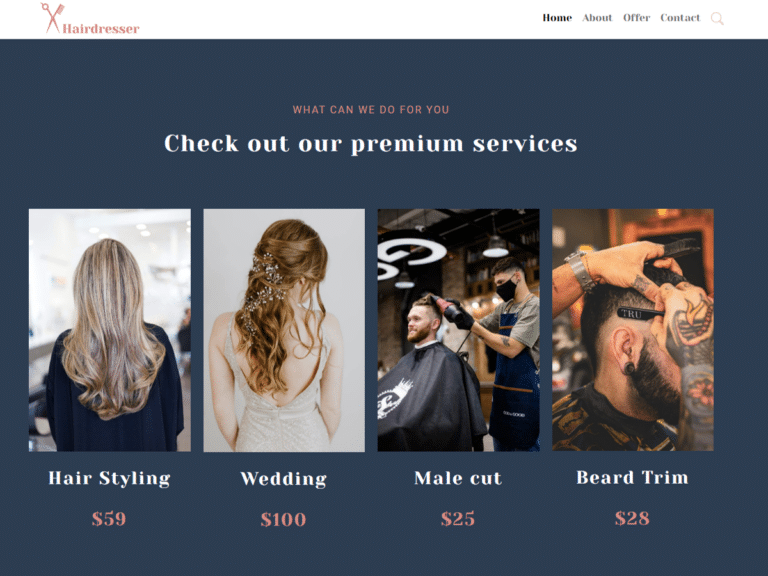 Hairdresser -2-Anzu theme Borderless plugin WordPress pre-built website template