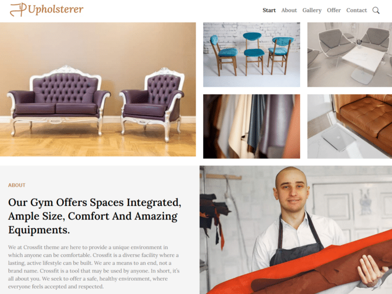 Upholsterer-Anzu theme Borderless plugin WordPress pre-built website template