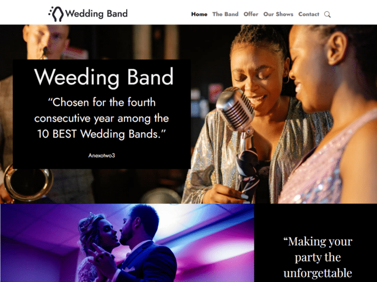Wedding-band-Band-Anzu theme Borderless plugin WordPress pre-built website template