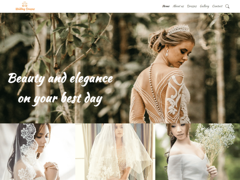 Wedding -Dresses-Anzu theme Borderless plugin WordPress pre-built website template