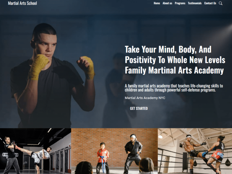 Martial-arts-school-Anzu theme Borderless plugin WordPress pre-built website template