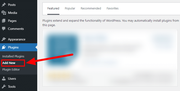 Dashboard > Plugins > Add New path.
