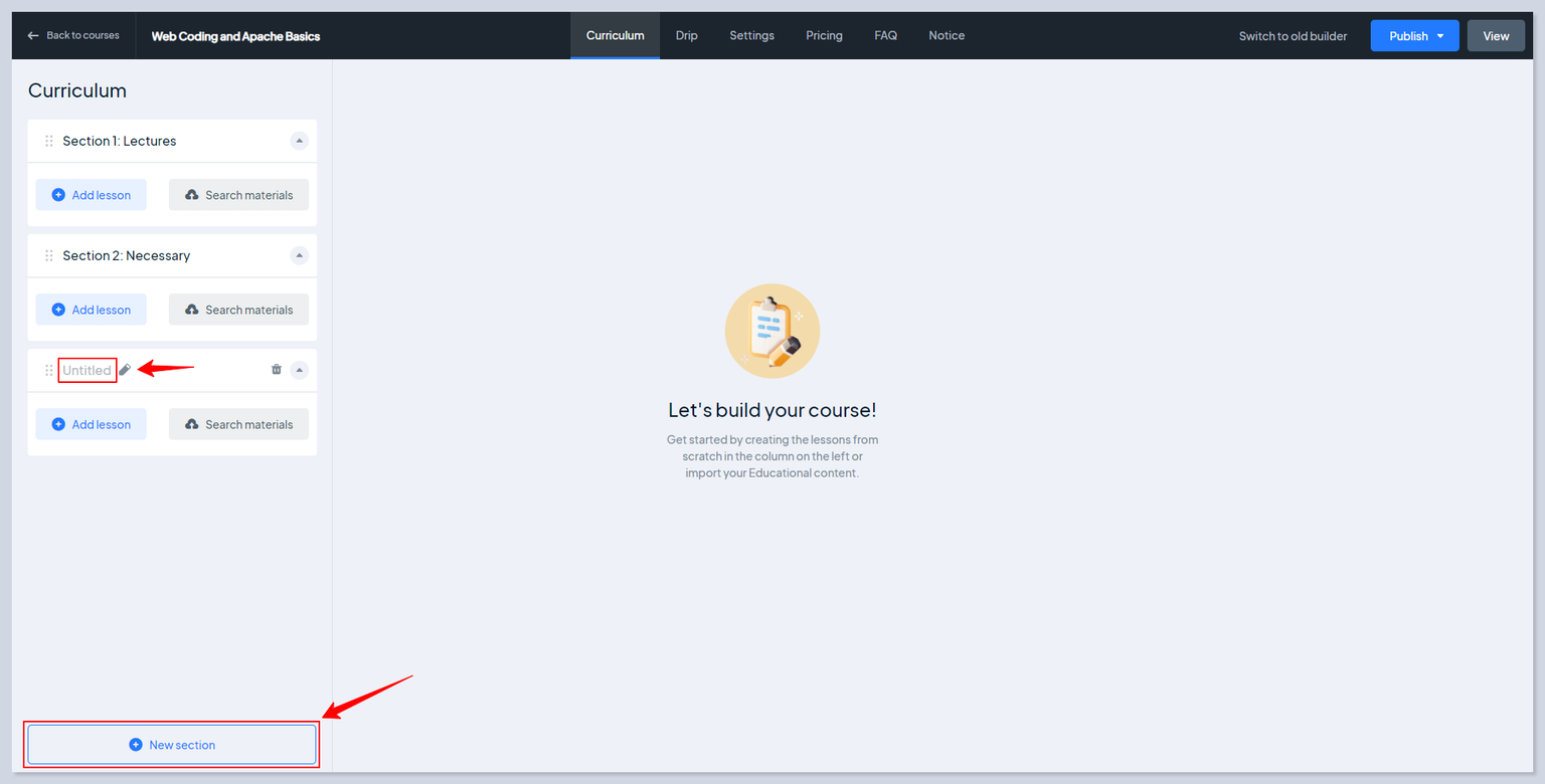 customize the section titles to reflect the content