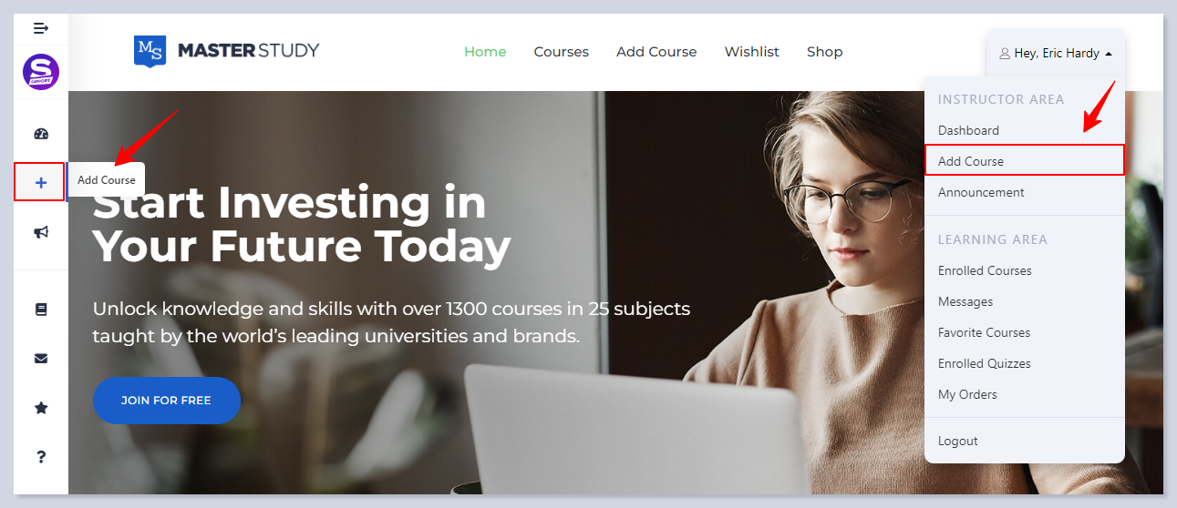 User account dropdown and the Floating Side Profile Menu
