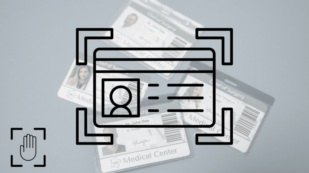 A 3D digital interface illustrating ID card scanning software for remote verification and digital onboarding, featuring a government ID, cloud sync, and "Onboarding Complete" status on a laptop