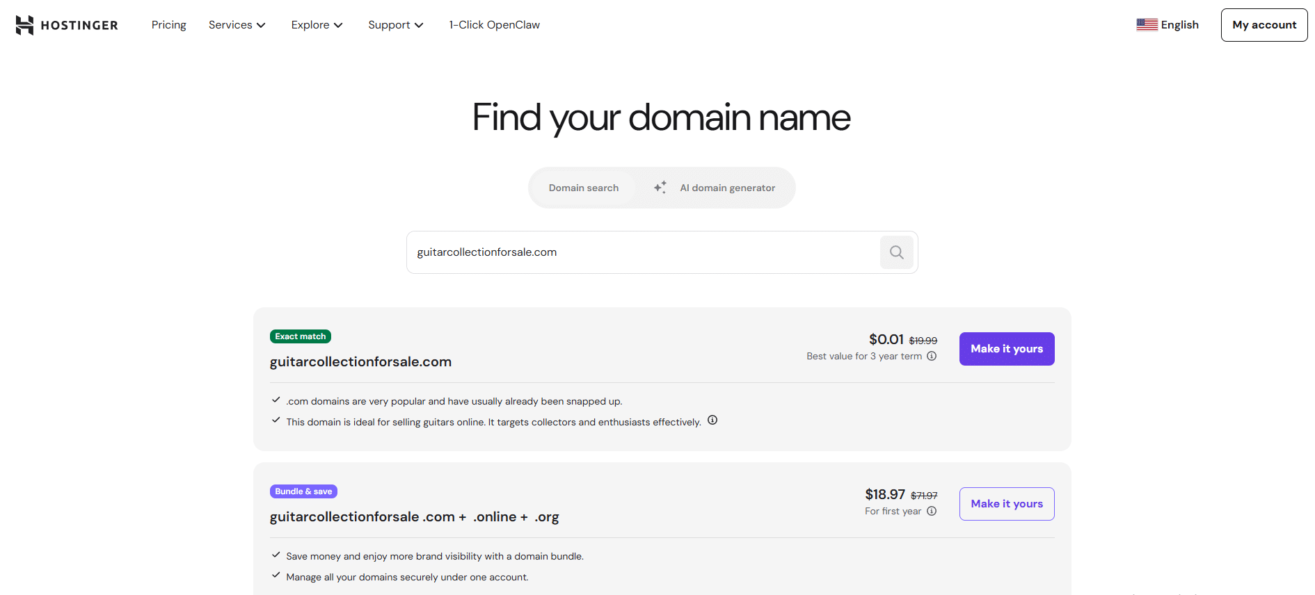 Instant Domain Search Sample 2 Top Domain Name Generators for Startups and Small Businesses