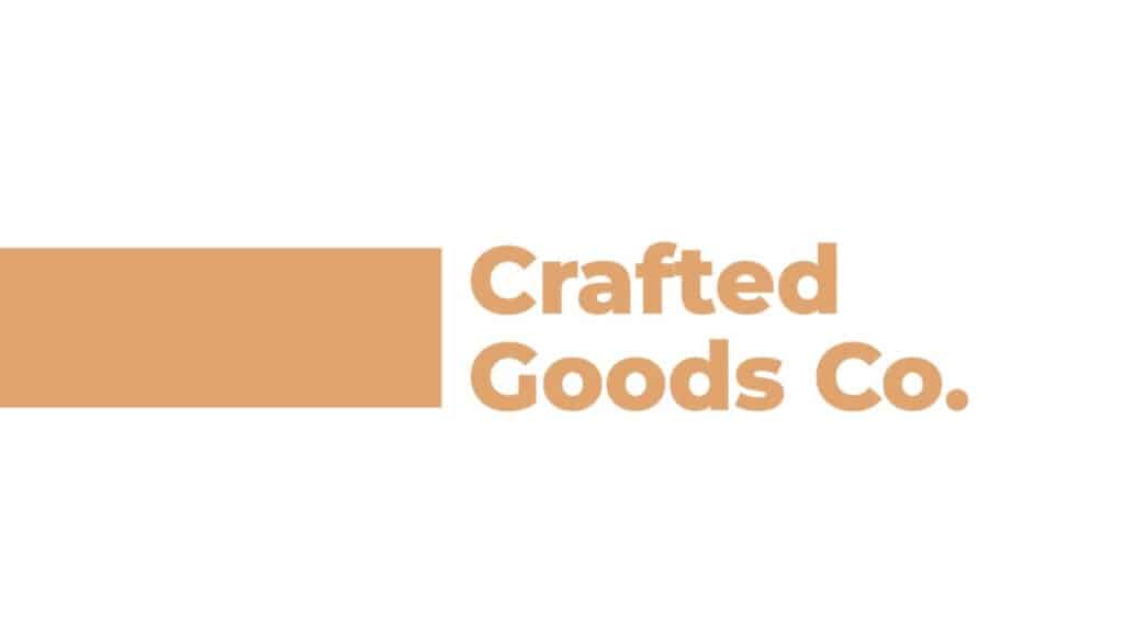 Crafted Goods Co. logo in beige text on a light background with a matching rectangular design element