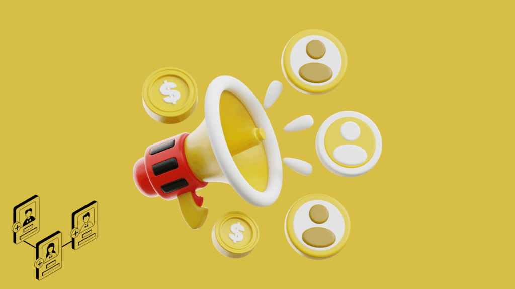 A 3D illustration of a megaphone with floating user icons and gold coins, representing how top affiliate sites rank in competitive niches in 2026.