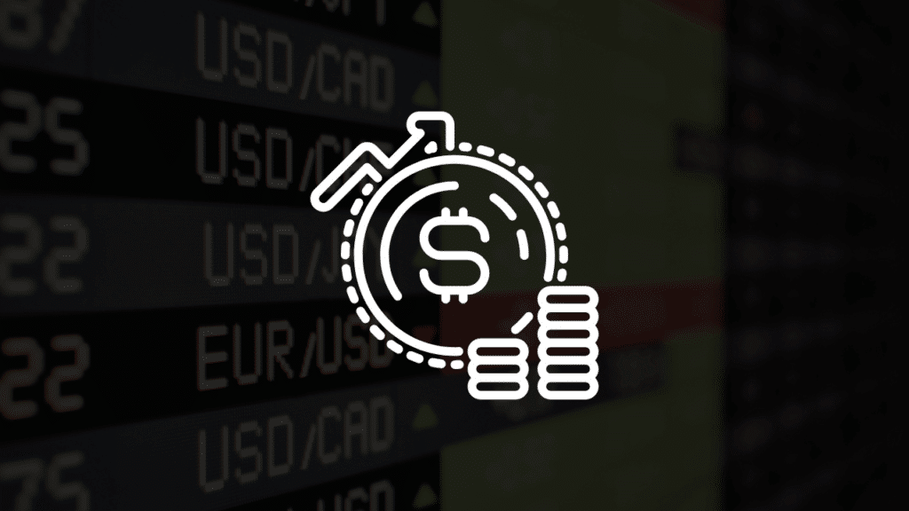 A digital finance icon with a dollar symbol and currency exchange board, representing the differences between USDT TRC20 and ERC20 payments for merchants.