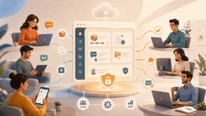 Customers using a secure self service portal to check orders, invoices, support requests and documents while employees manage fewer manual tasks.