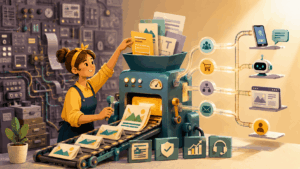 Small business owner using a simple email marketing system to build campaigns, automate customer journeys and connect email, SMS and landing pages.