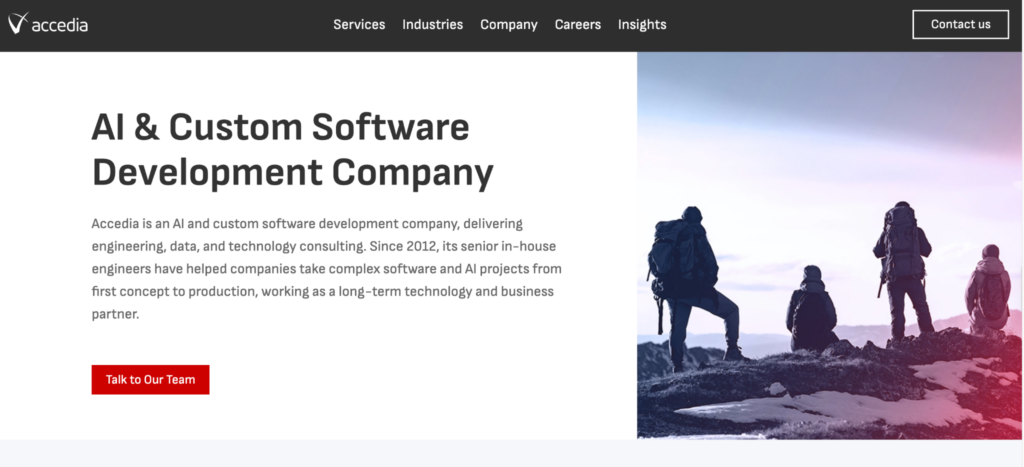 Accedia website homepage screenshot