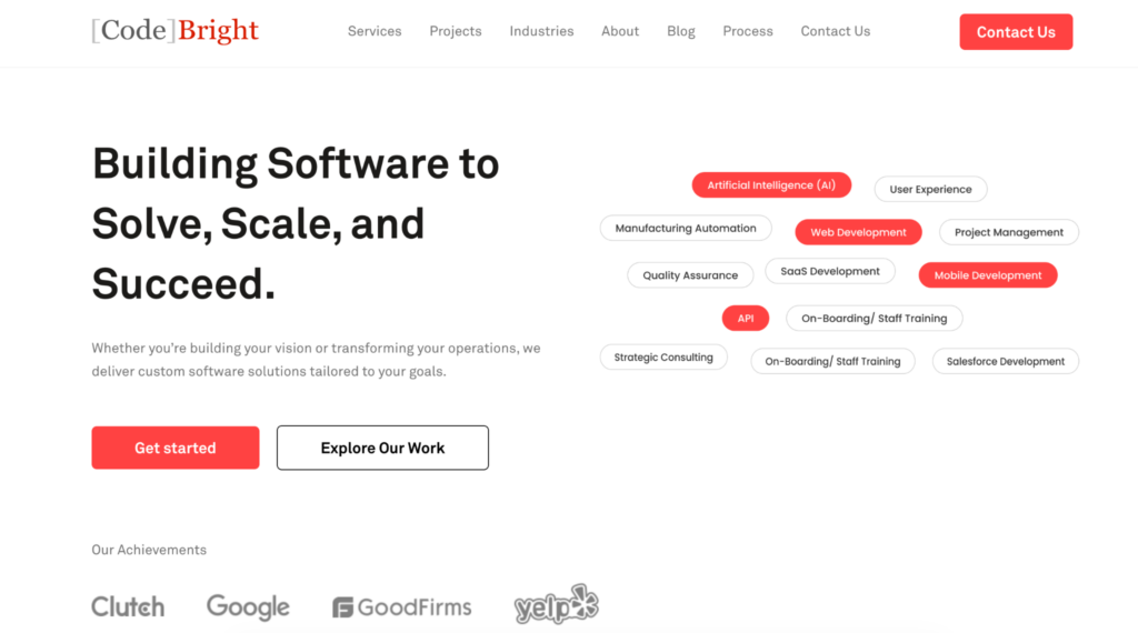 CodeBright website homepage screenshot