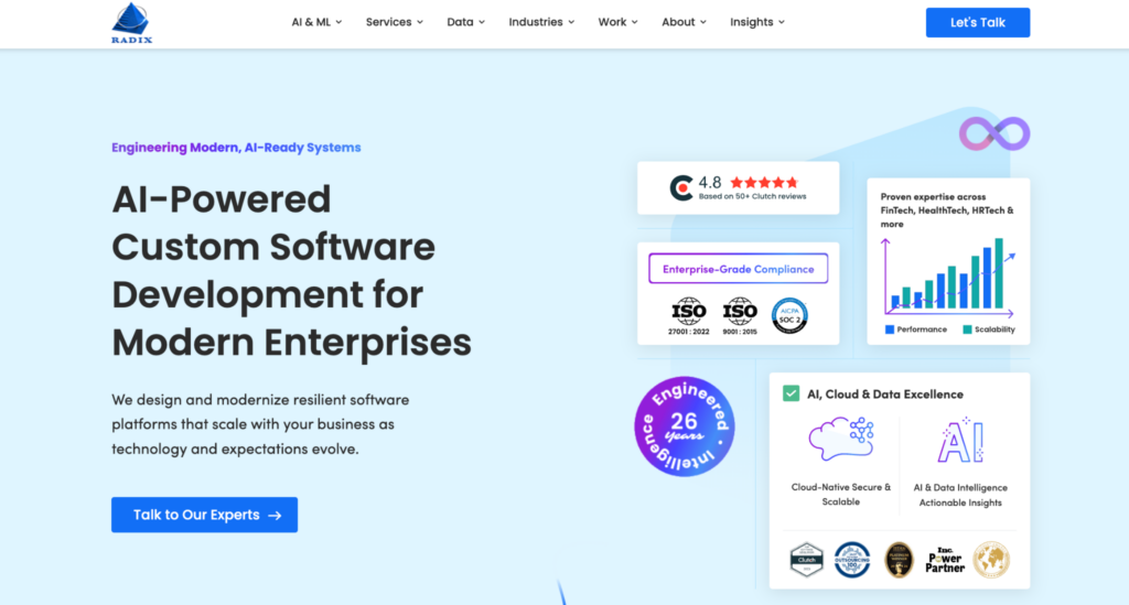 Radixweb website homepage screenshot