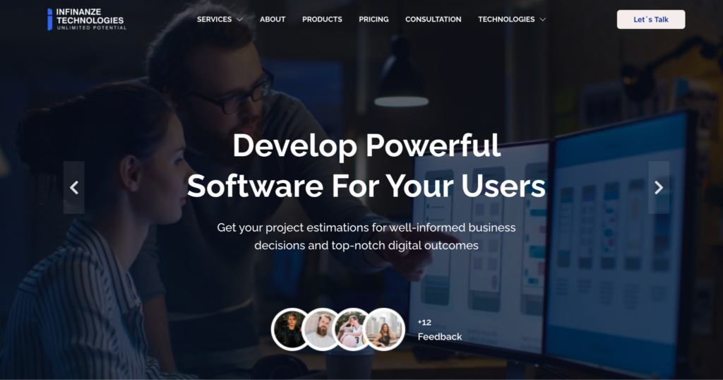 Infinanze Technologies website homepage screenshot