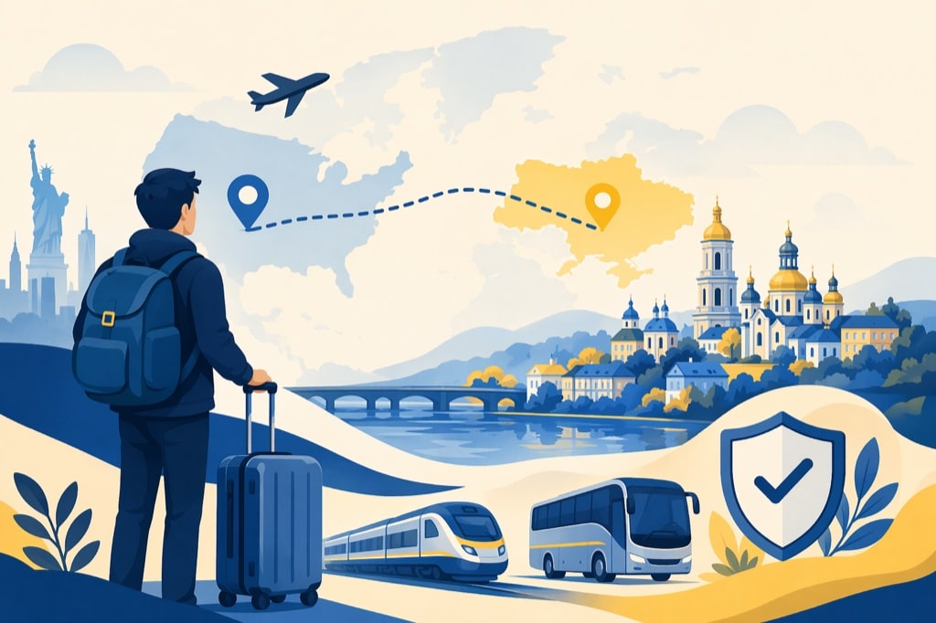 International traveler reviewing travel insurance policy details and emergency contacts on a mobile screen